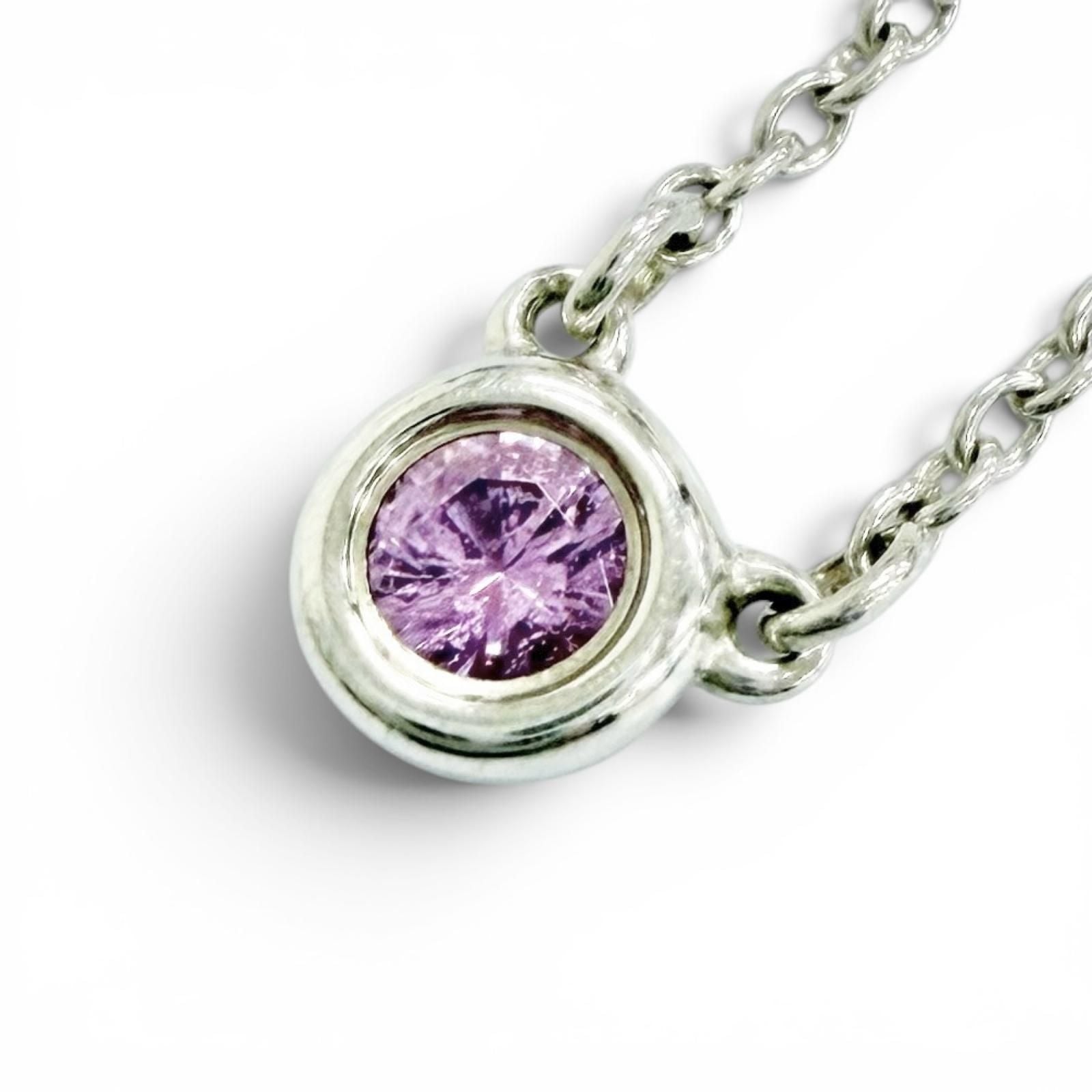 Tiffany & Co by the Yard 925 Pink Saffiano Pendant Silver