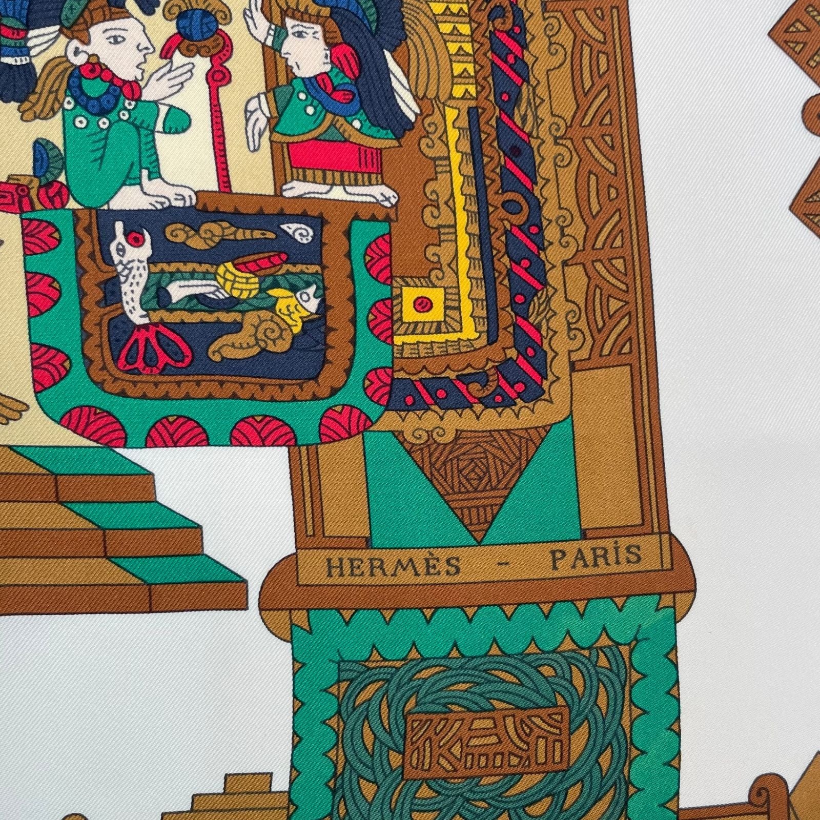 Hermes Scarf Silk Carre 90 Astres Et Soleils Celestial Bodies and the Sun Blawan — view 6