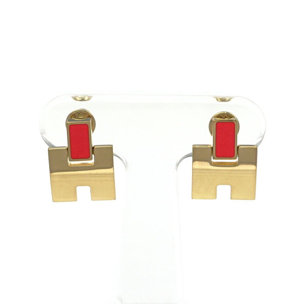 Hermes Irene Earrings Gold Orange