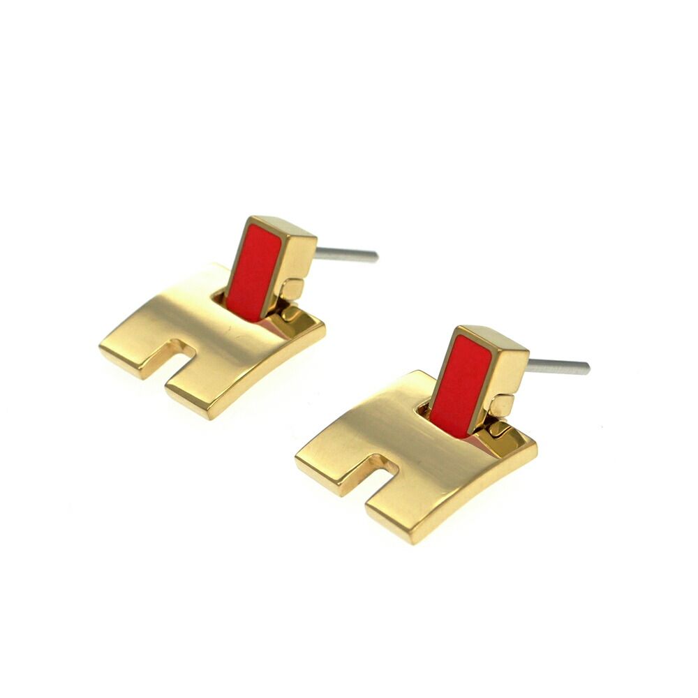 Hermes Irene Earrings Gold Orange — view 6