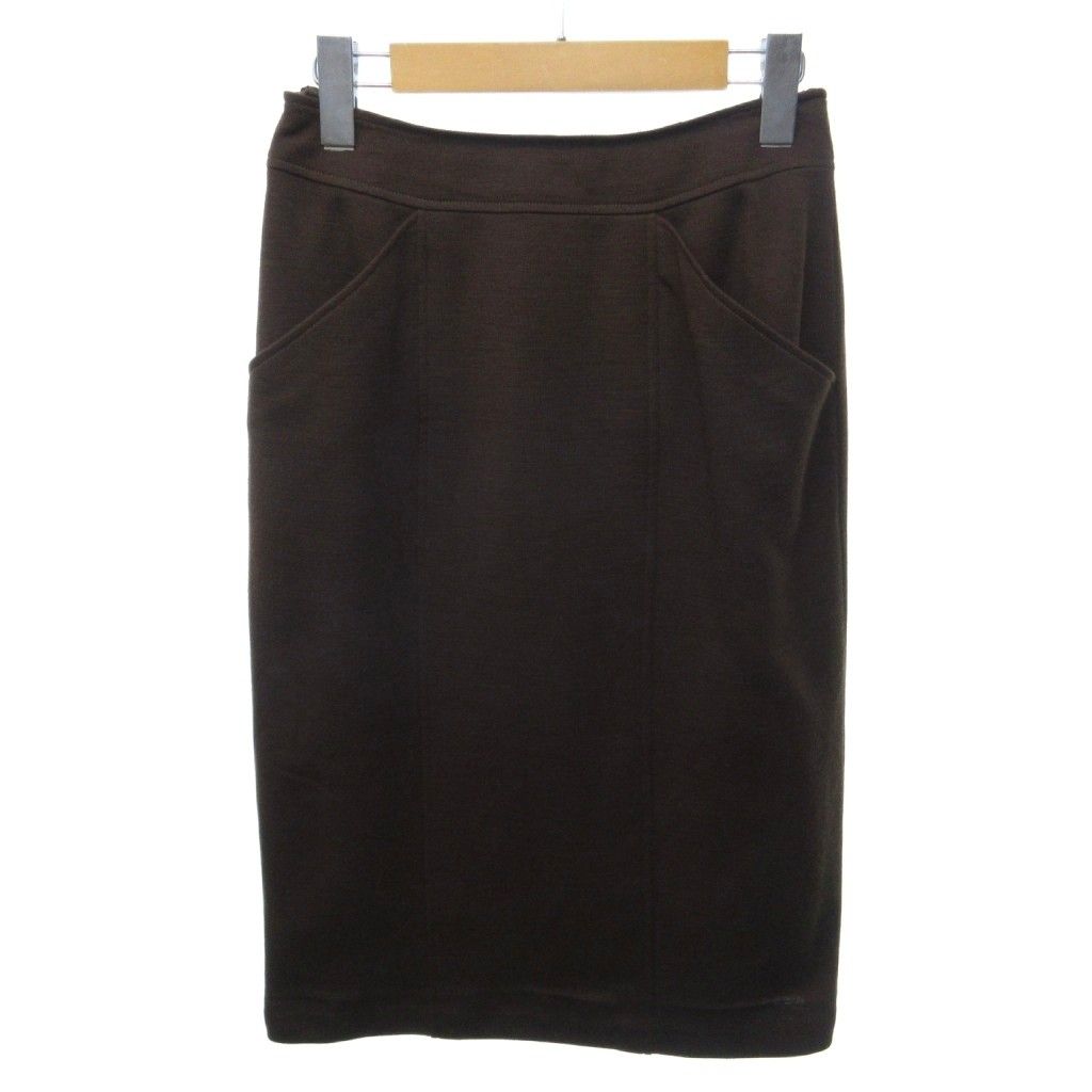 Chanel Vintage Skirt Suit Set CC Logo Button Off Center Tight Long Brown HW — view 6