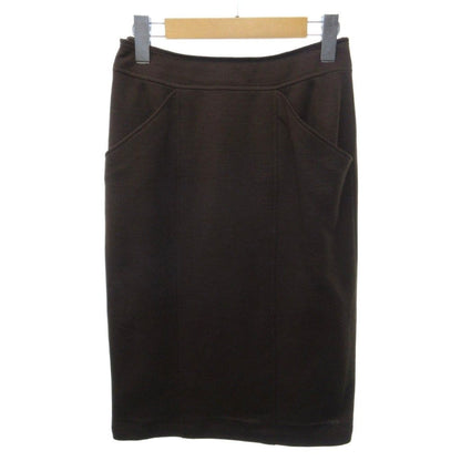 Chanel Vintage Skirt Suit Set CC Logo Button Off Center Tight Long Brown HW — view 6