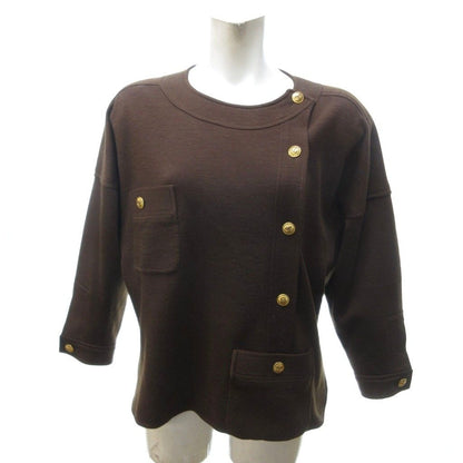 Chanel Vintage Skirt Suit Set CC Logo Button Off Center Tight Long Brown HW — view 2