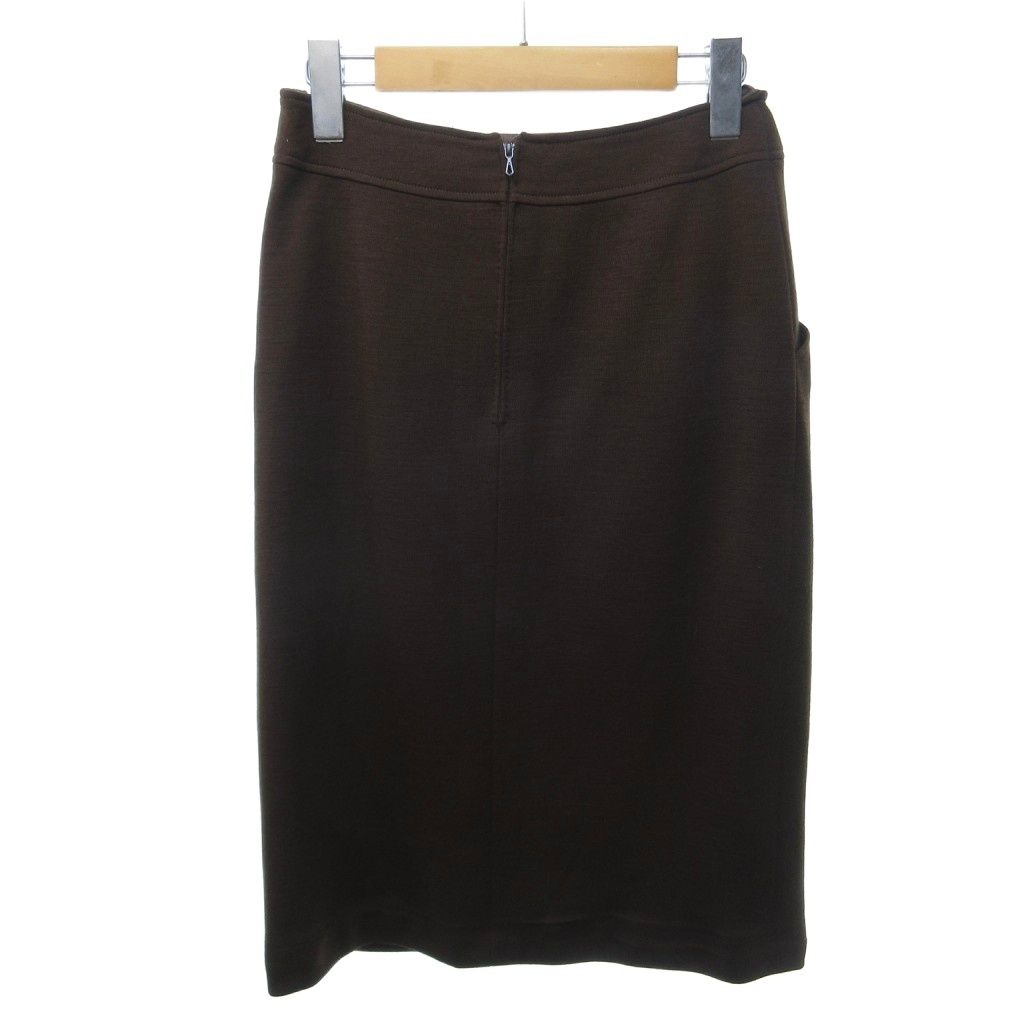 Chanel Vintage Skirt Suit Set CC Logo Button Off Center Tight Long Brown HW — view 7