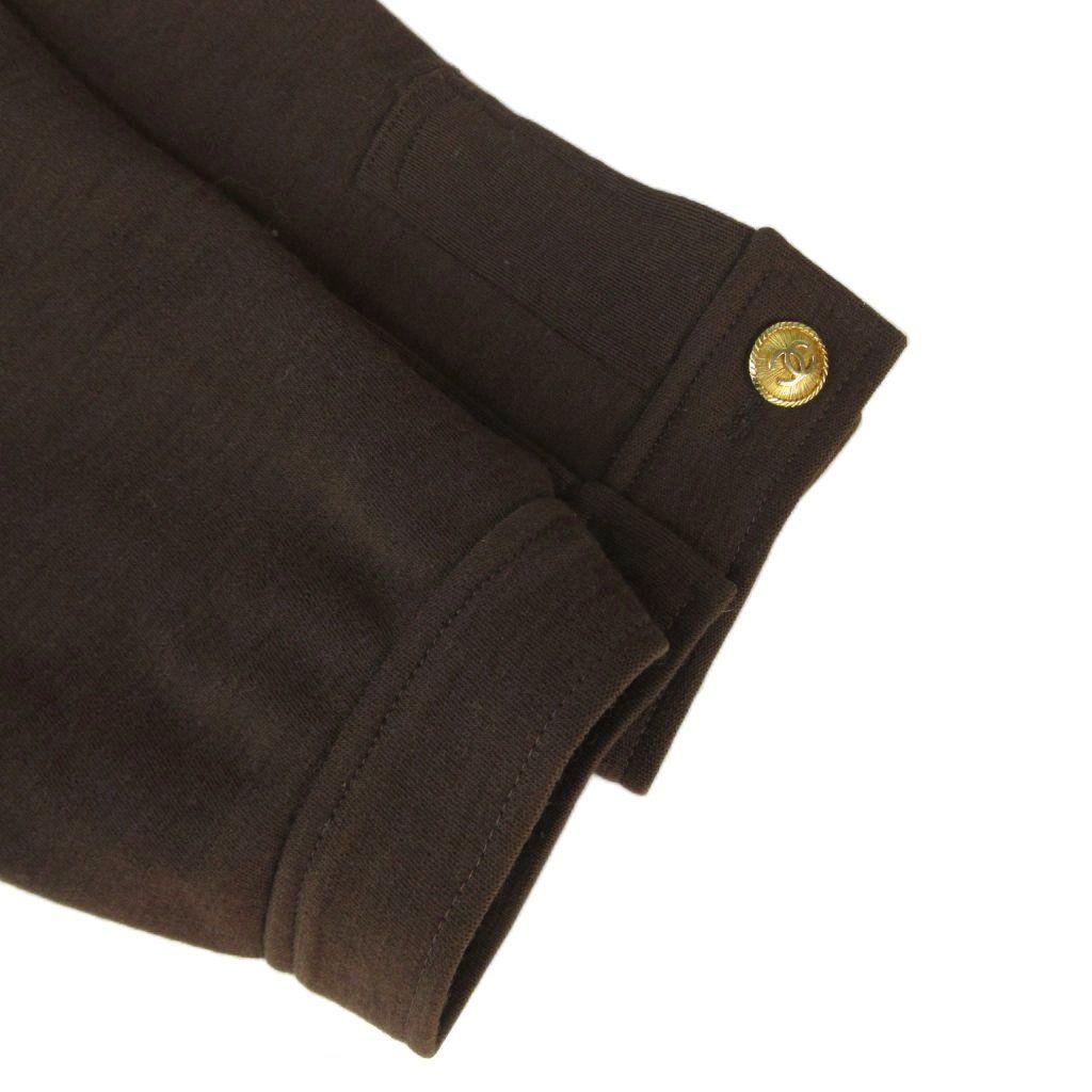 Chanel Vintage Skirt Suit Set CC Logo Button Off Center Tight Long Brown HW — view 5