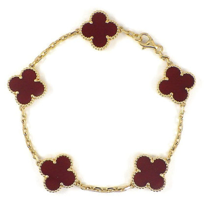 Van Cleef & Arpels Bracelet Vintage Alhambra 5 Motifs Carnelian 18k Yellow Gold