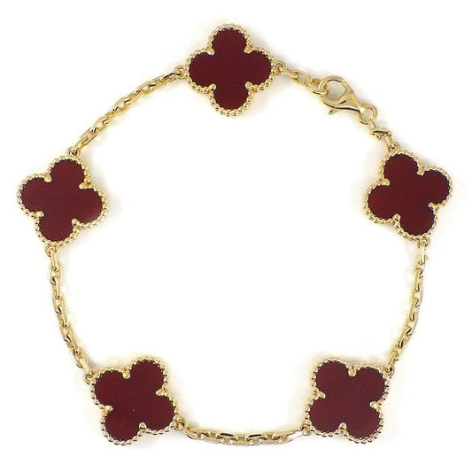 Van Cleef & Arpels Bracelet Vintage Alhambra 5 Motifs Carnelian 18k Yellow Gold