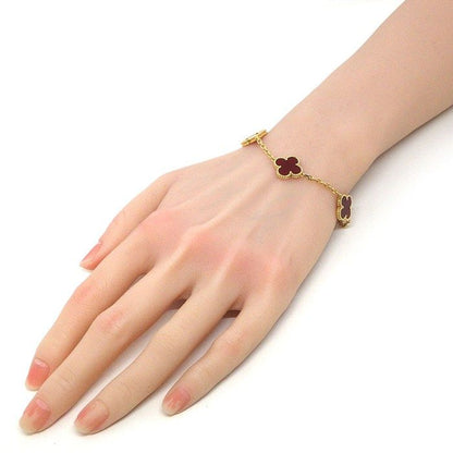 Van Cleef & Arpels Bracelet Vintage Alhambra 5 Motifs Carnelian 18k Yellow Gold — view 7