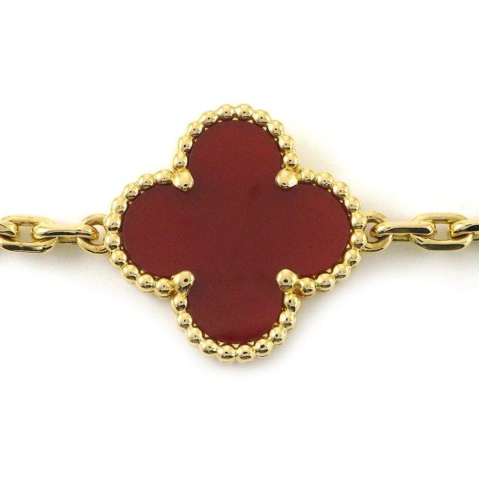 Van Cleef & Arpels Bracelet Vintage Alhambra 5 Motifs Carnelian 18k Yellow Gold — view 2