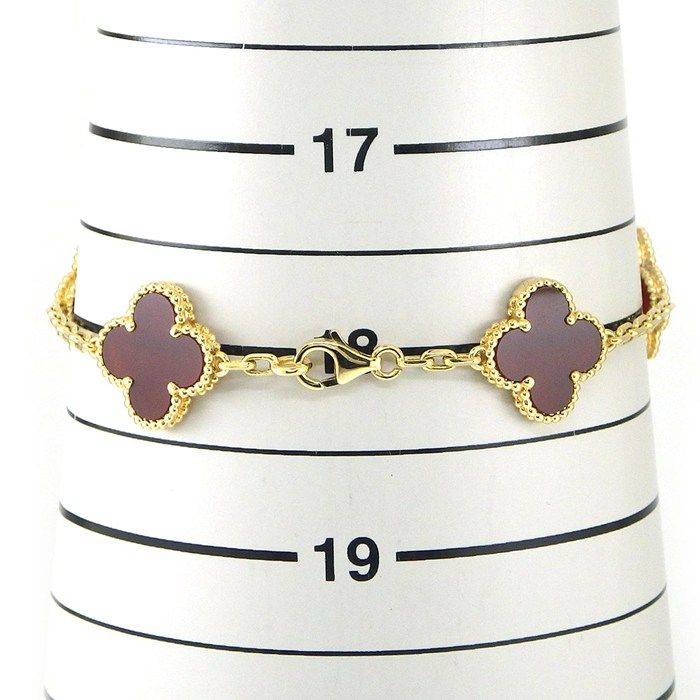 Van Cleef & Arpels Bracelet Vintage Alhambra 5 Motifs Carnelian 18k Yellow Gold — view 8
