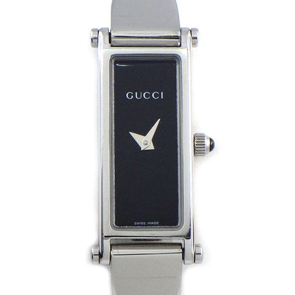 Gucci Watch Bangle Rectangular Black Dial Horsebit Clasp SS