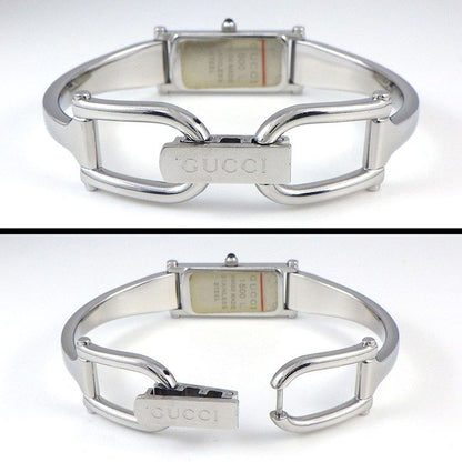 Gucci Watch Bangle Rectangular Black Dial Horsebit Clasp SS — view 3