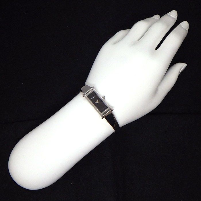 Gucci Watch Bangle Rectangular Black Dial Horsebit Clasp SS — view 8