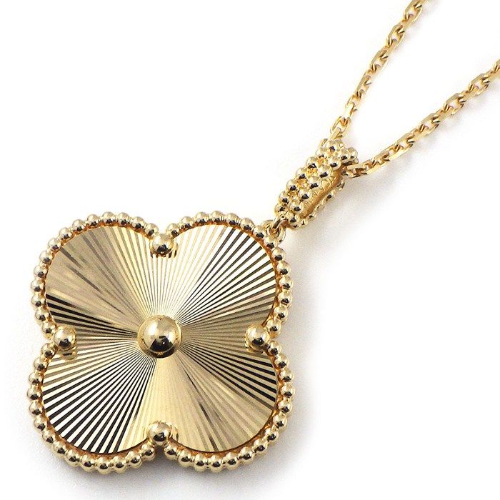 Van Cleef & Arpels Long Necklace Vintage Alhambra Guilloche 18k Yellow Gold