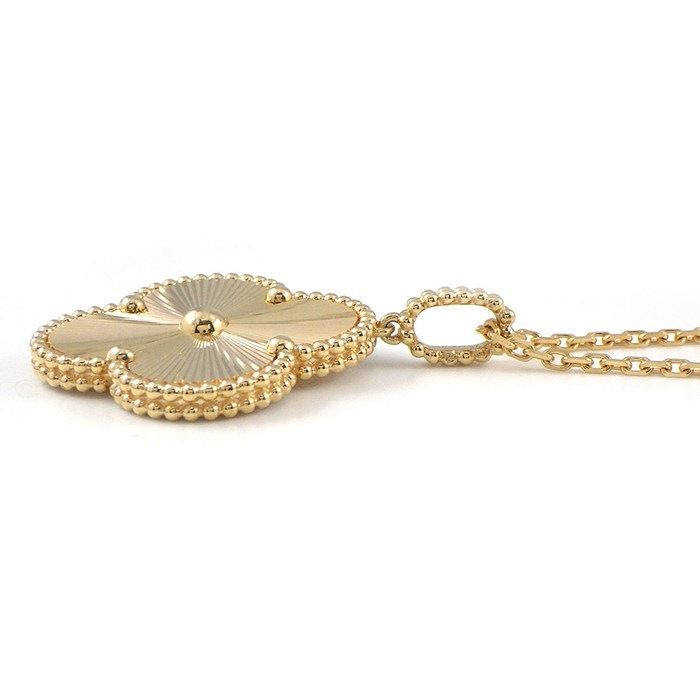 Van Cleef & Arpels Long Necklace Vintage Alhambra Guilloche 18k Yellow Gold — view 2