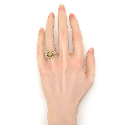 Harry Winston Ring Gate Rosette Flower Round Diamond Total 18k Yellow Gold — view 5