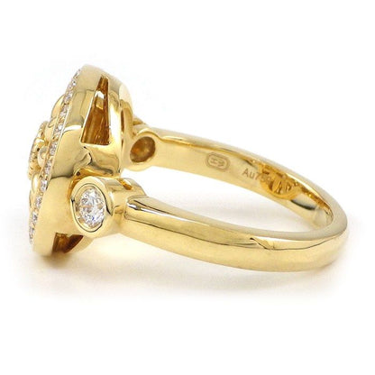 Harry Winston Ring Gate Rosette Flower Round Diamond Total 18k Yellow Gold — view 2