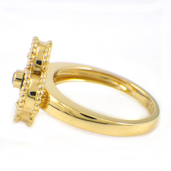 Van Cleef & Arpels Ring Vintage Alhambra Point Diamond Malachite 18k Yellow Gold — view 2