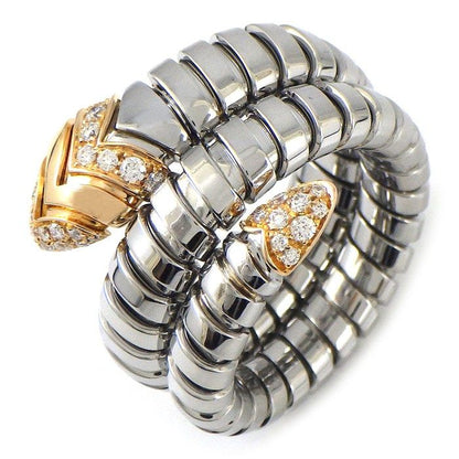 Bvlgari Ring Tubogas Serpenti Spiral Snake Diamond 18k Pink Gold SS