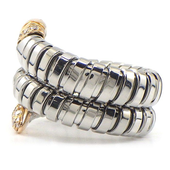 Bvlgari Ring Tubogas Serpenti Spiral Snake Diamond 18k Pink Gold SS — view 2
