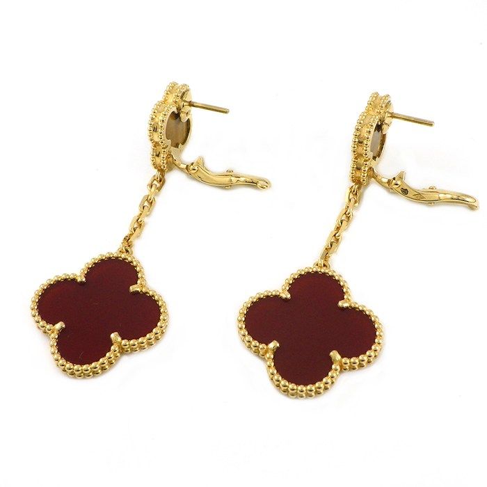 Van Cleef & Arpels Earrings Magic Alhambra 2 Motif Carnelian Tiger Eye 18k — view 2