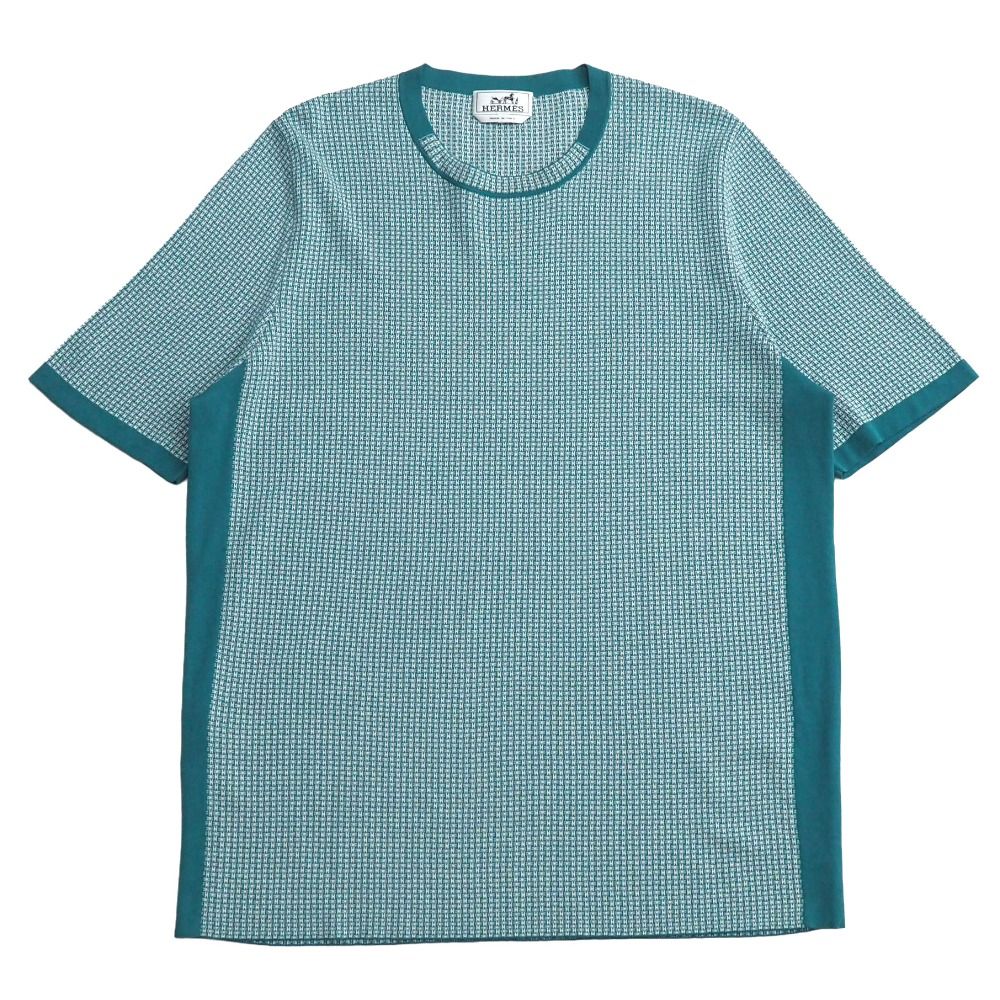 Hermes Short Sleeve Shirt XL Pattern Cotton Knit Sweater
