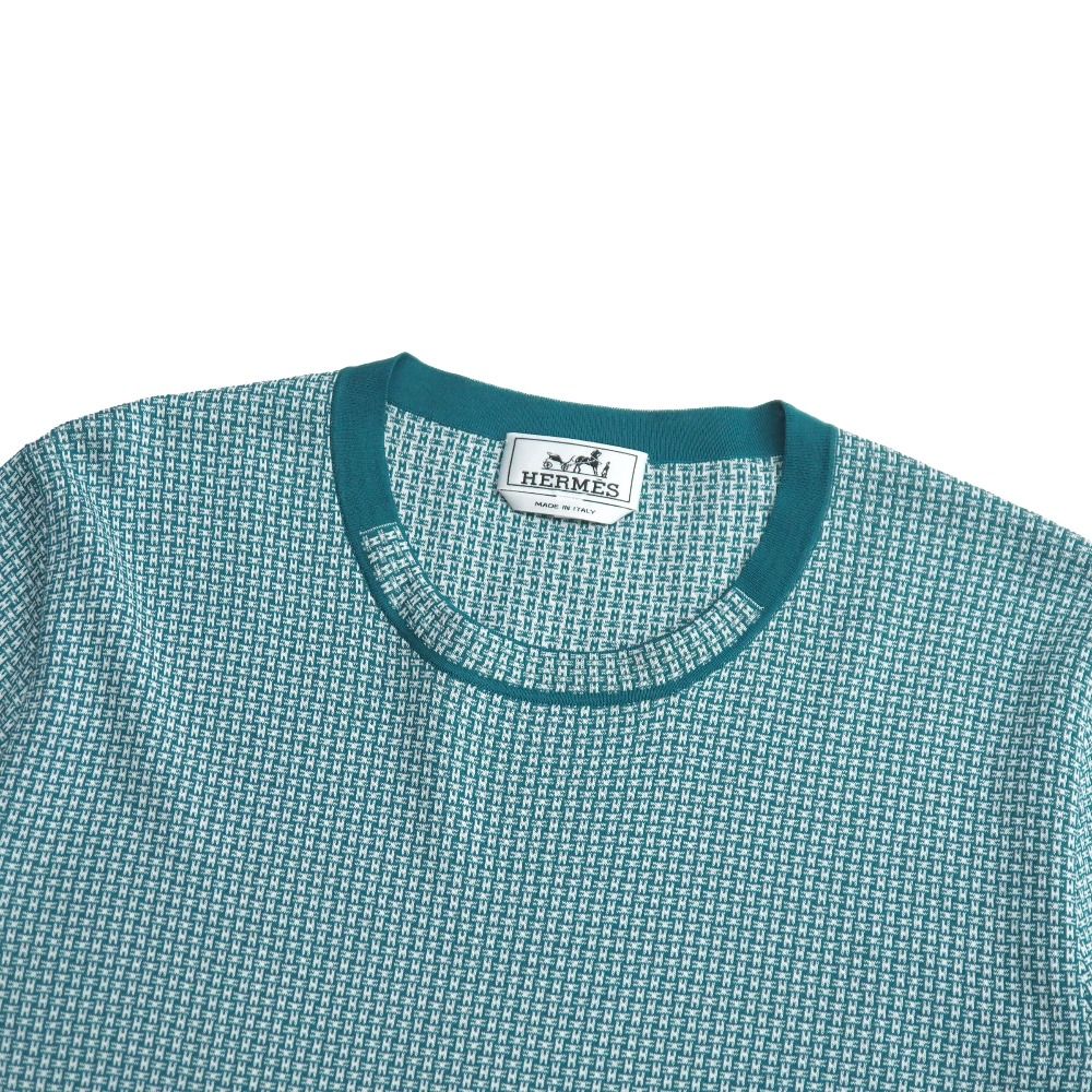 Hermes Short Sleeve Shirt XL Pattern Cotton Knit Sweater — view 2