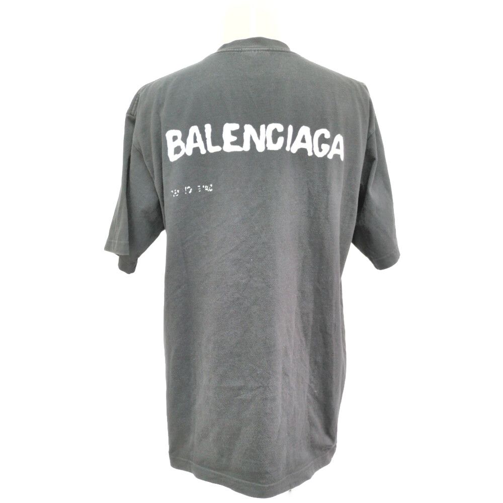 Balenciaga Hand Drawn Logo Large Fit T-Shirt Short Sleeve Top Xxs Black — view 3