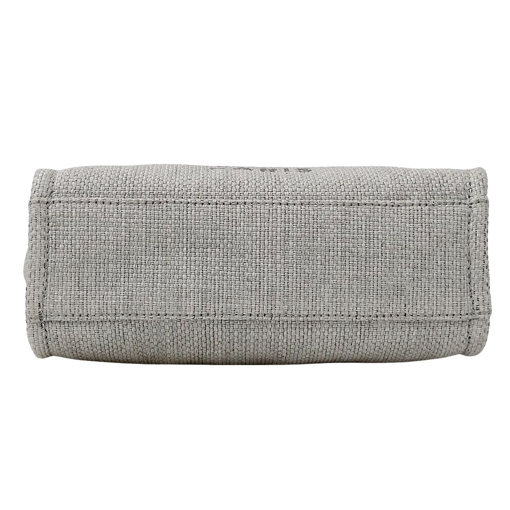 Chanel Deauville Tote PM Raffia Gray Silver Chain — view 3