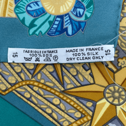 Hermes Scarf Carre 90 Armets Et Panache Feathered Cavalry Helmet Silk Blue — view 7