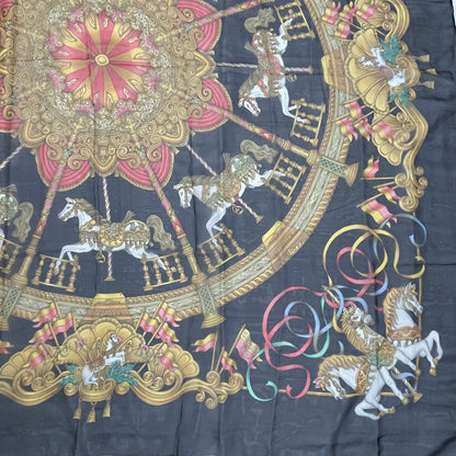 Hermes Carre 140 Large Luna Park Amusement Scarf Silk Black — view 5