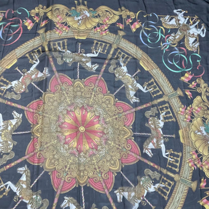 Hermes Carre 140 Large Luna Park Amusement Scarf Silk Black — view 3