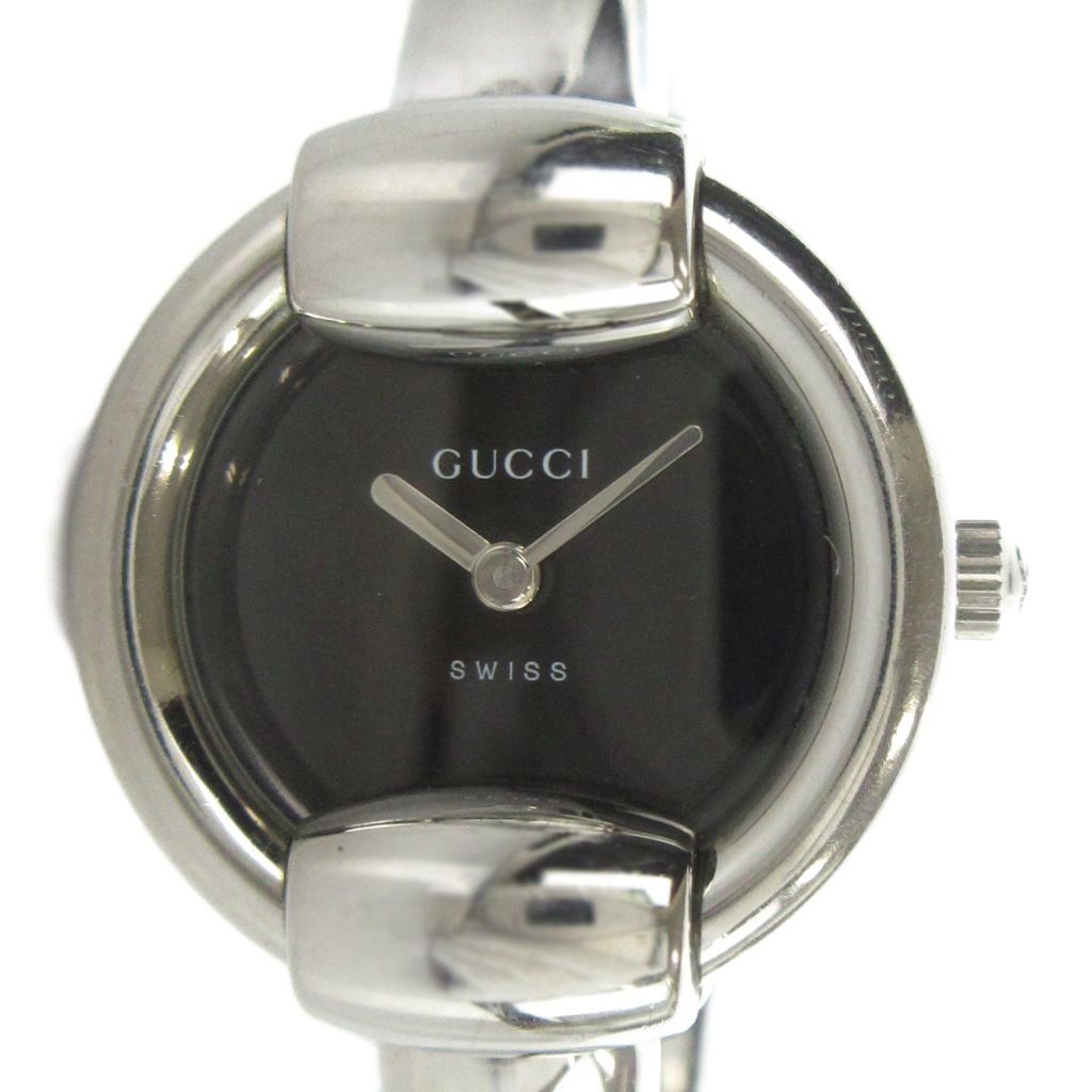 Gucci Watch Quartz Bangle Black Dial Silver