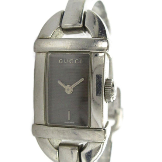 Gucci Watch Quartz Bangle Square Logo Silver