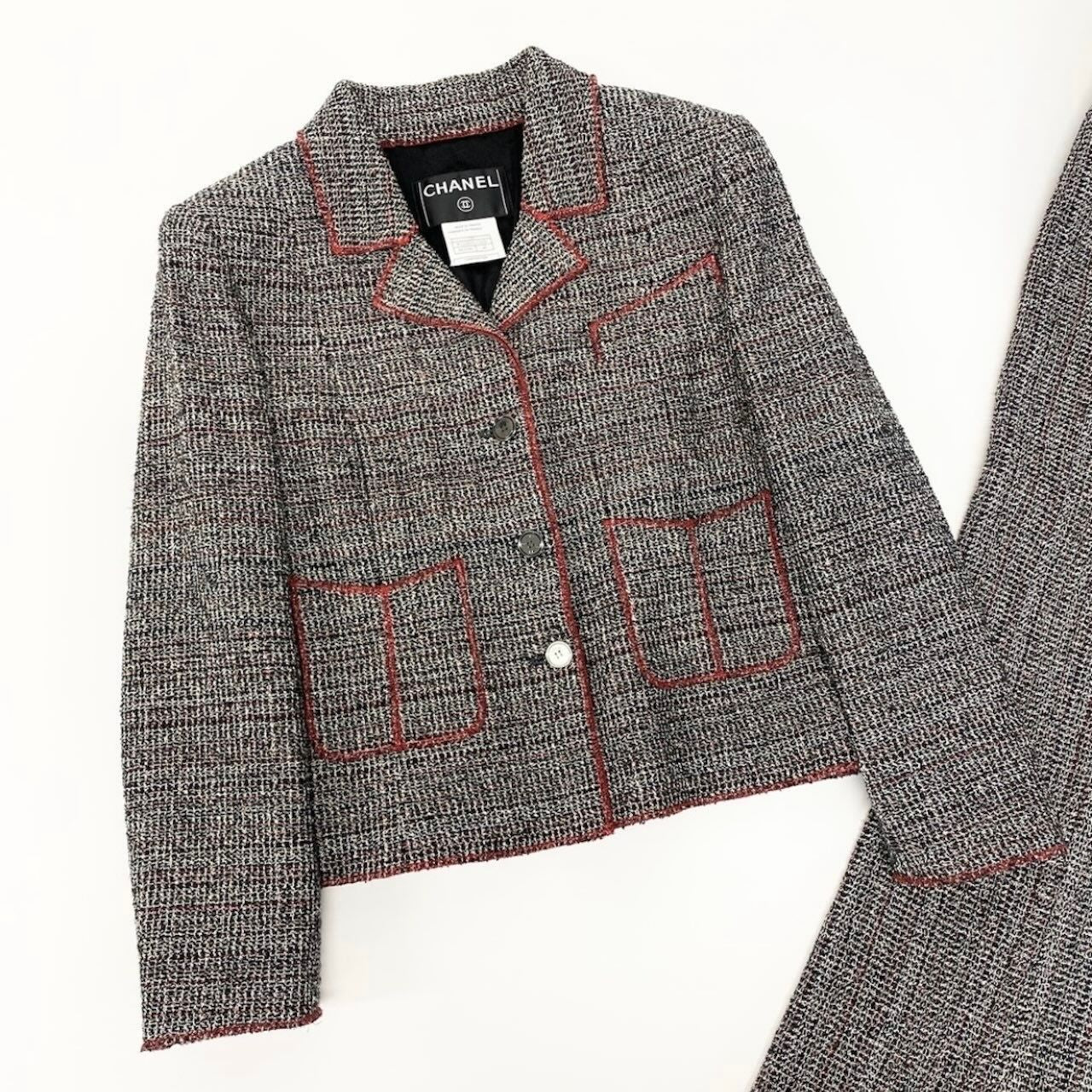 Chanel Vintage Tweed Set Tailored Jacket Bottom Pants Set — view 4