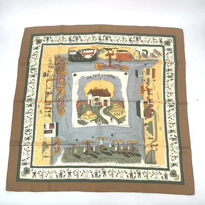 Hermes Carre 90 RE Tour a la Terre Return Silk Scarf Blawan