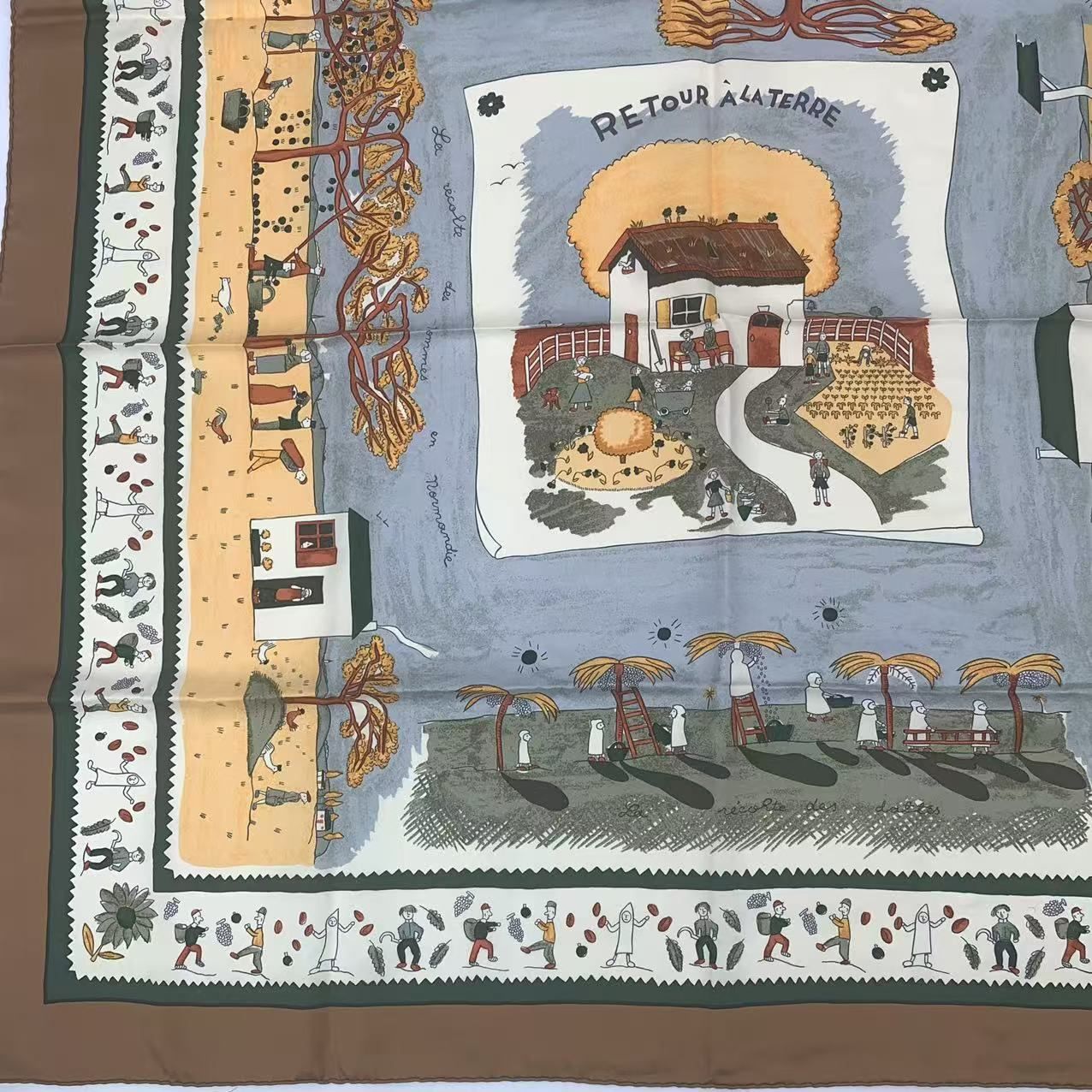 Hermes Carre 90 RE Tour a la Terre Return Silk Scarf Blawan — view 4