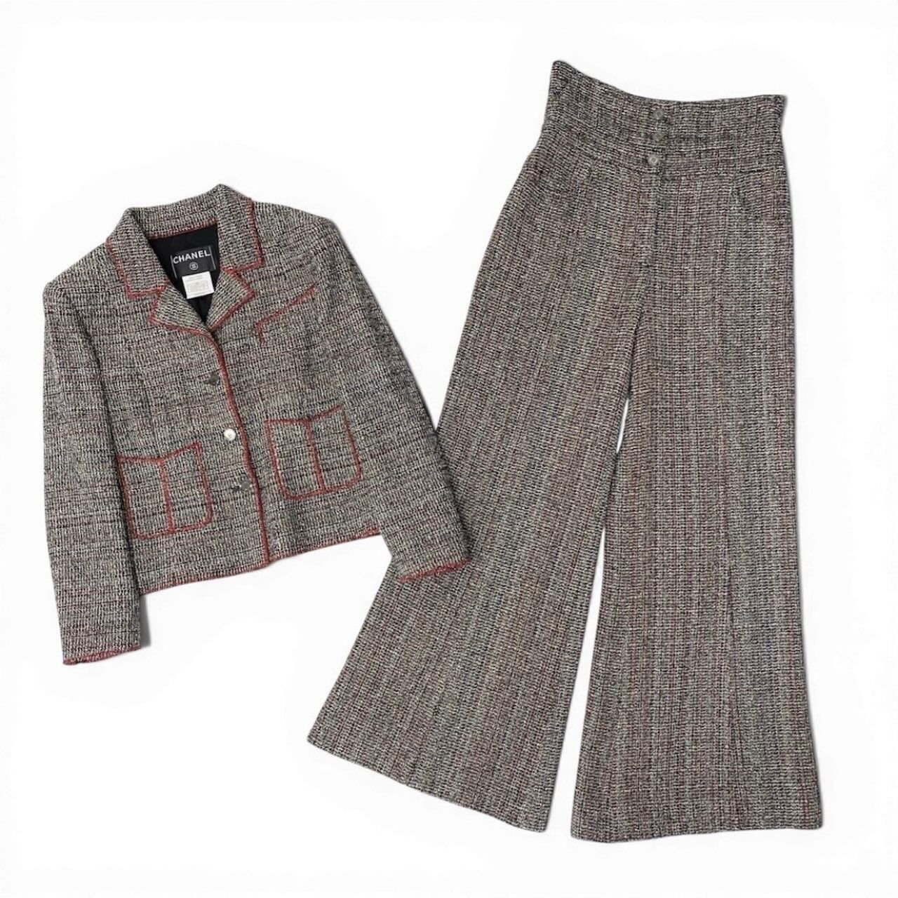 Chanel Vintage Tweed Set Tailored Jacket Bottom Pants Set — view 3