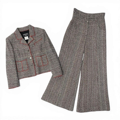 Chanel Vintage Tweed Set Tailored Jacket Bottom Pants Set — view 3