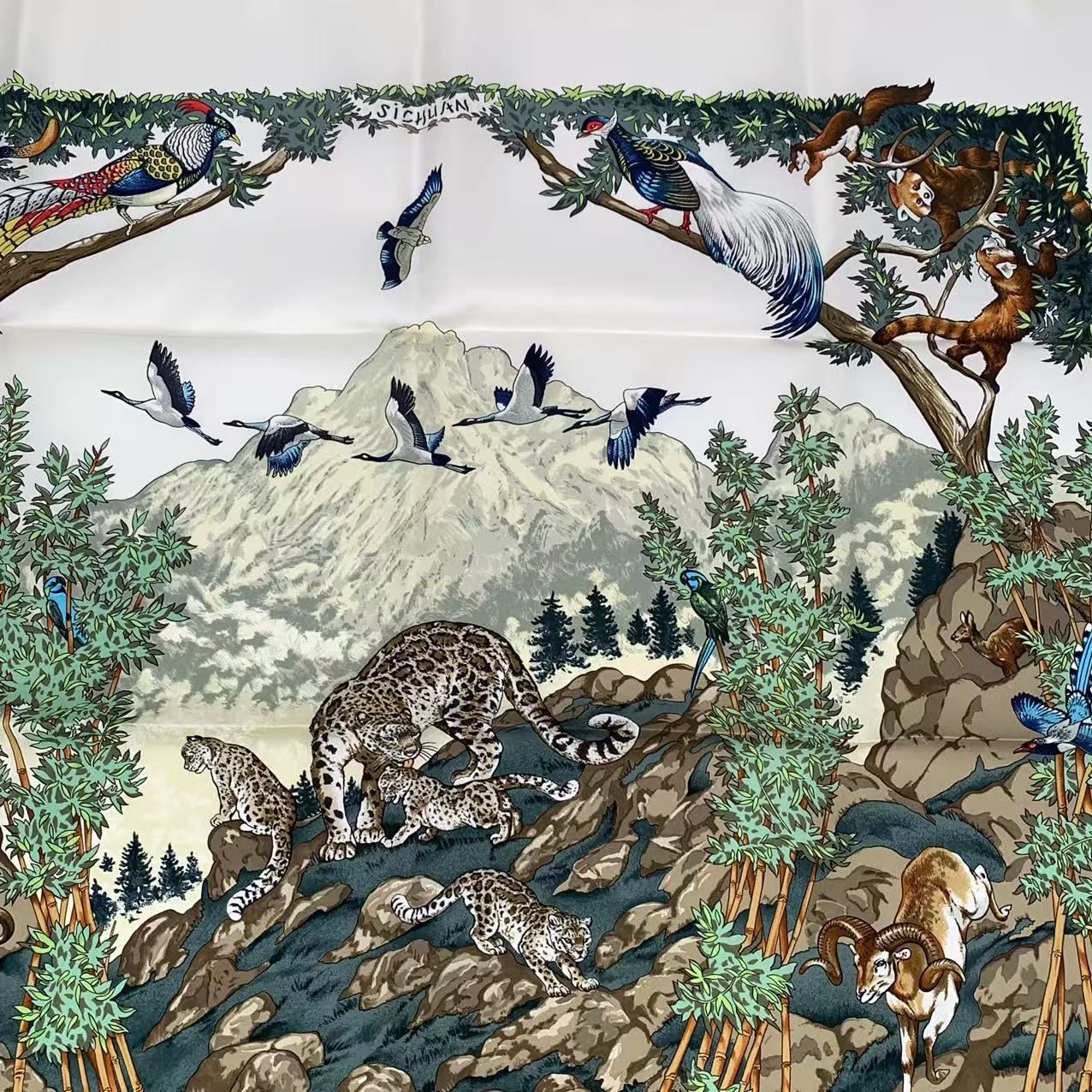 Hermes Carre 90 Sichuan Silk Scarf White — view 4