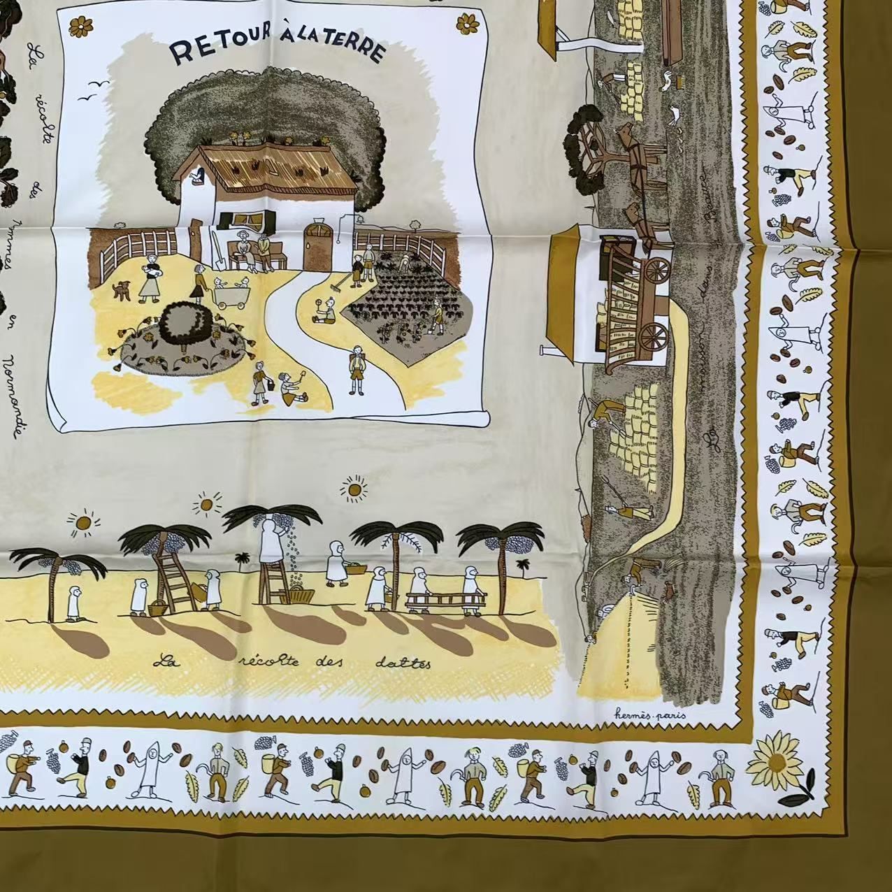 Hermes Carre 90 RE Tour a la Terre Return Silk Scarf Blawan — view 5