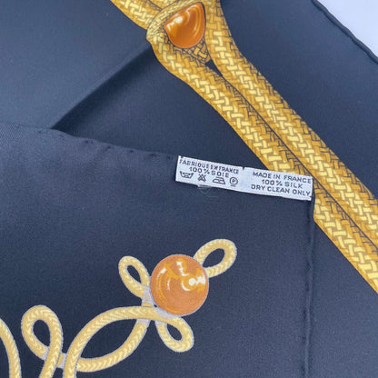 Hermes Carre 90 Brandebourgs Scarf Silk Black — view 8