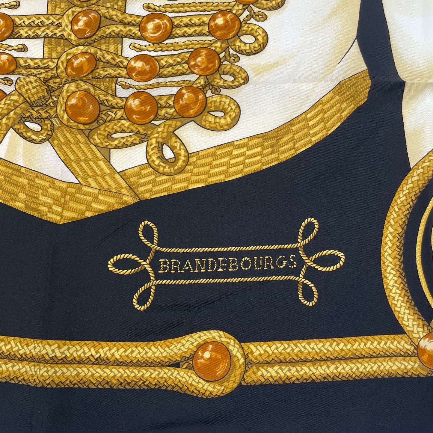 Hermes Carre 90 Brandebourgs Scarf Silk Black — view 7