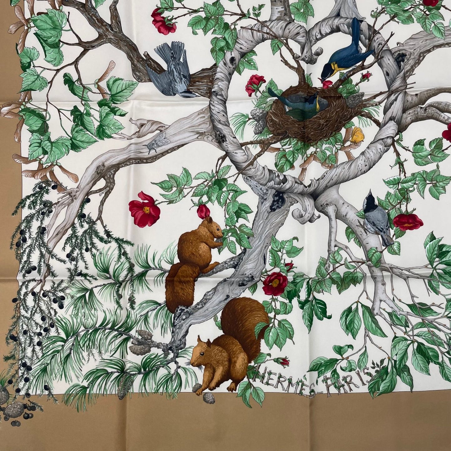 Hermes Carre 90 AU Coeur Des Bois in the Woods Scarf Silk Blawan — view 4