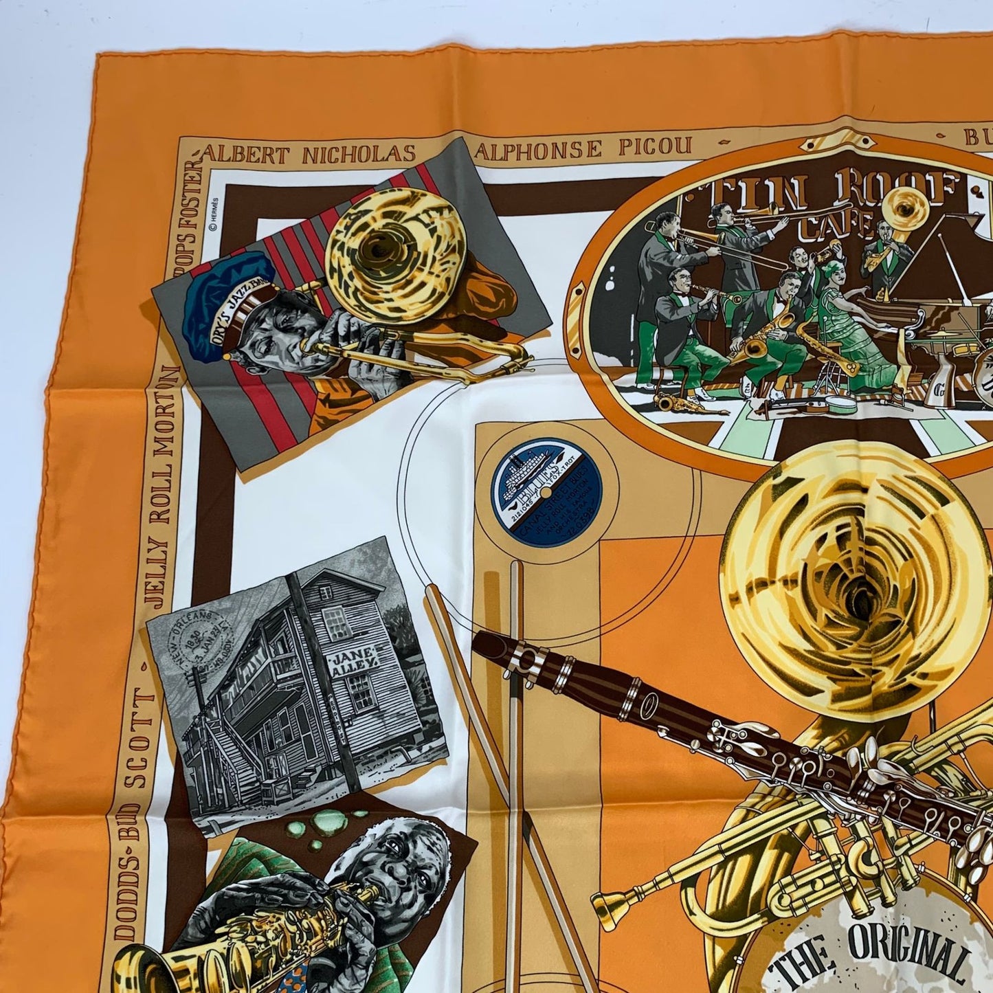 Hermes Carre 90 the Original New Orleans Creole Jazz New Scarf Silk Orange — view 2