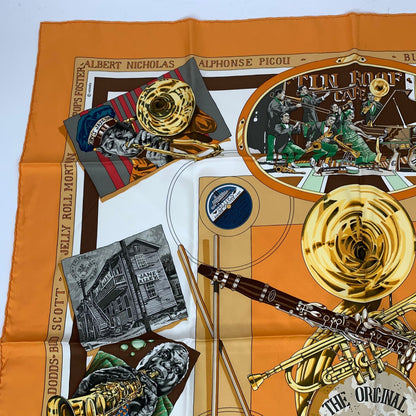 Hermes Carre 90 the Original New Orleans Creole Jazz New Scarf Silk Orange — view 2