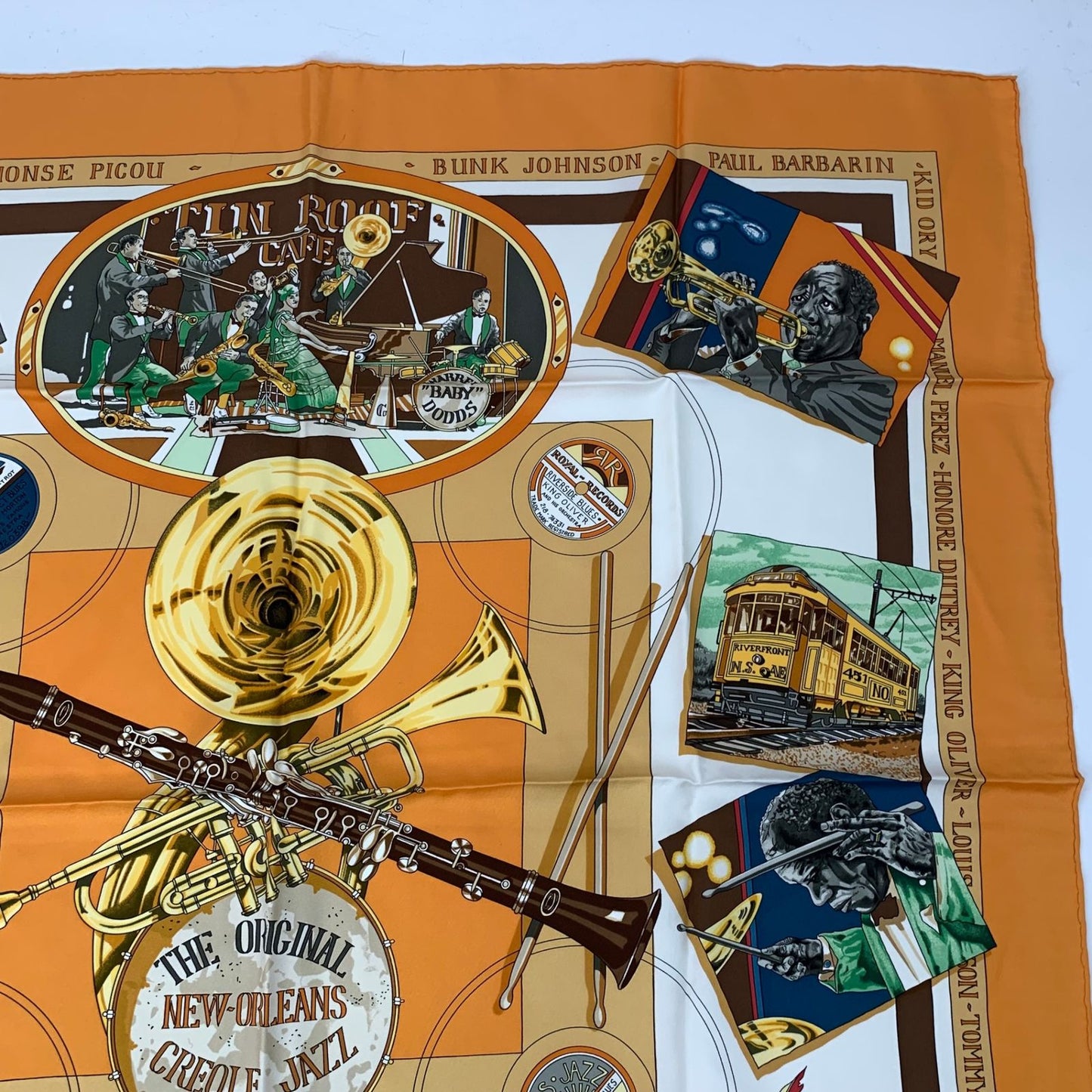Hermes Carre 90 the Original New Orleans Creole Jazz New Scarf Silk Orange — view 3