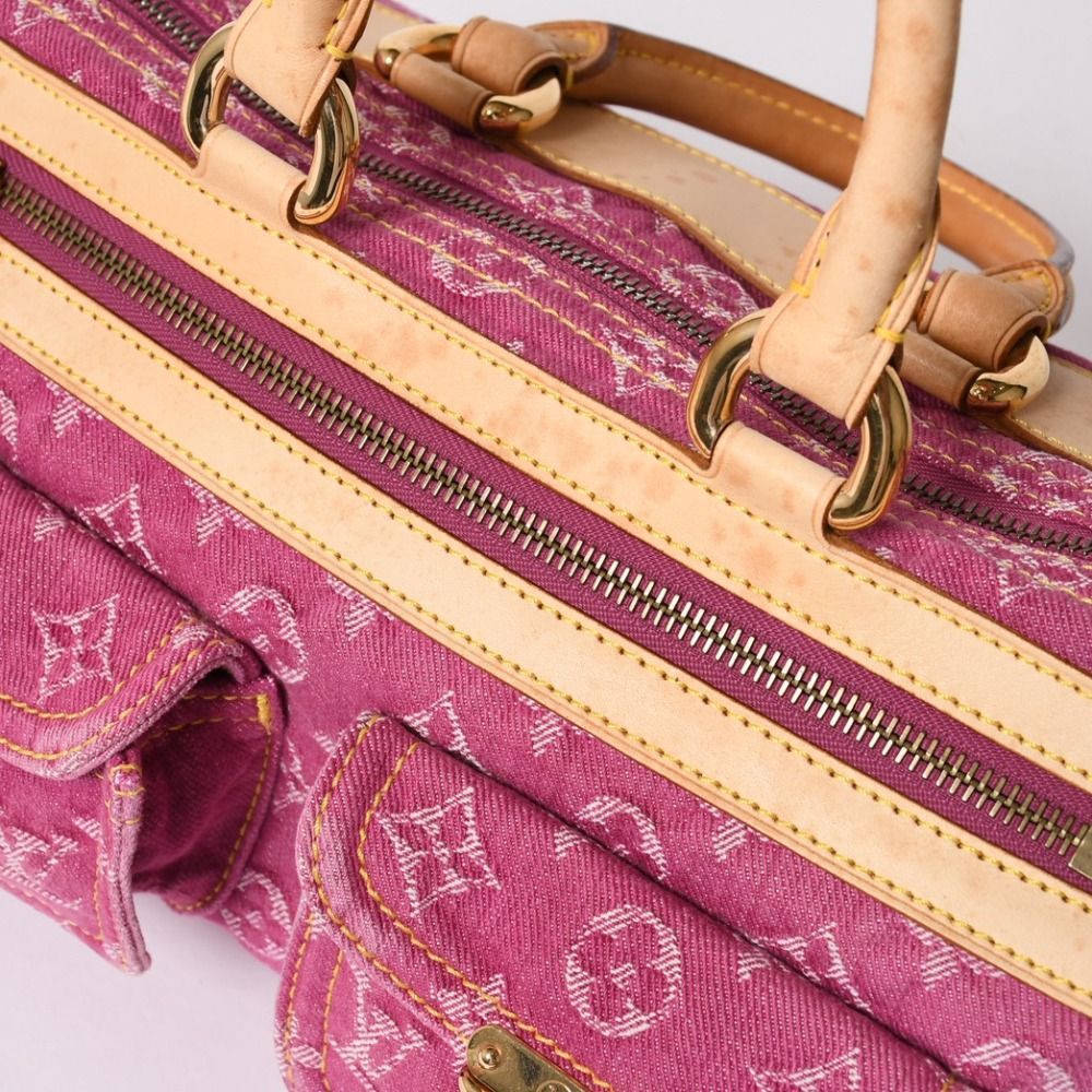 Louis Vuitton Neo Speedy Handbag Monogram Denim Gold Pink — view 7