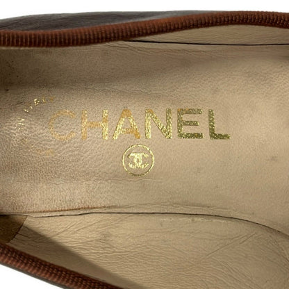 Chanel Flat Shoes 37 Dark Brown Black Ribbon Leather Lambskin — view 5