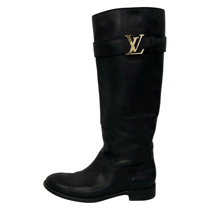 Louis Vuitton Long Boots 37 Black Gold Leather